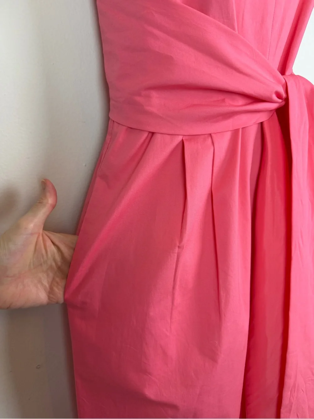 NWT J. Crew Wrap-Tie Jumpsuit in Stretch Poplin Bright Coral Size 4